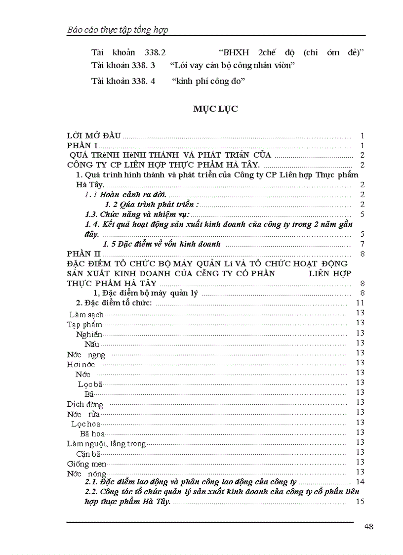 image for page Báo cáo thực tập tổng hợp Công ty cổ phần liên hợp thực phẩm Hà Tây