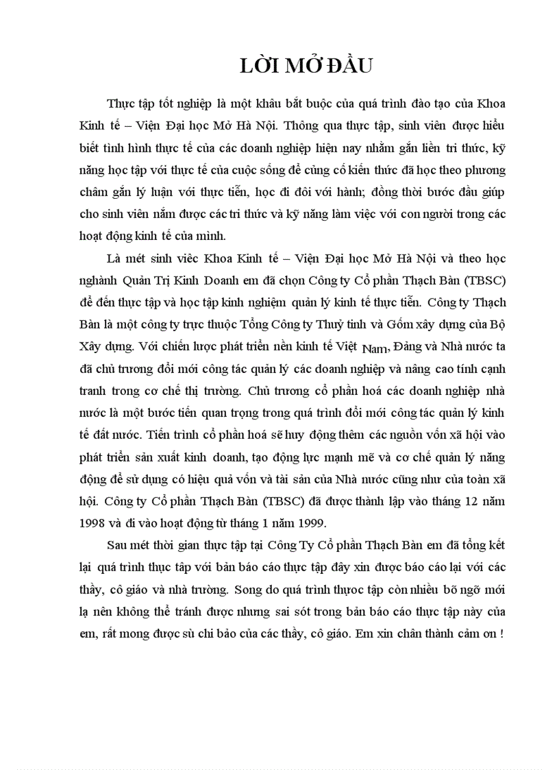 image for page Báo cáo thực tập tổng hợp tại Công ty Cổ phần Thạch Bàn (TBSC)