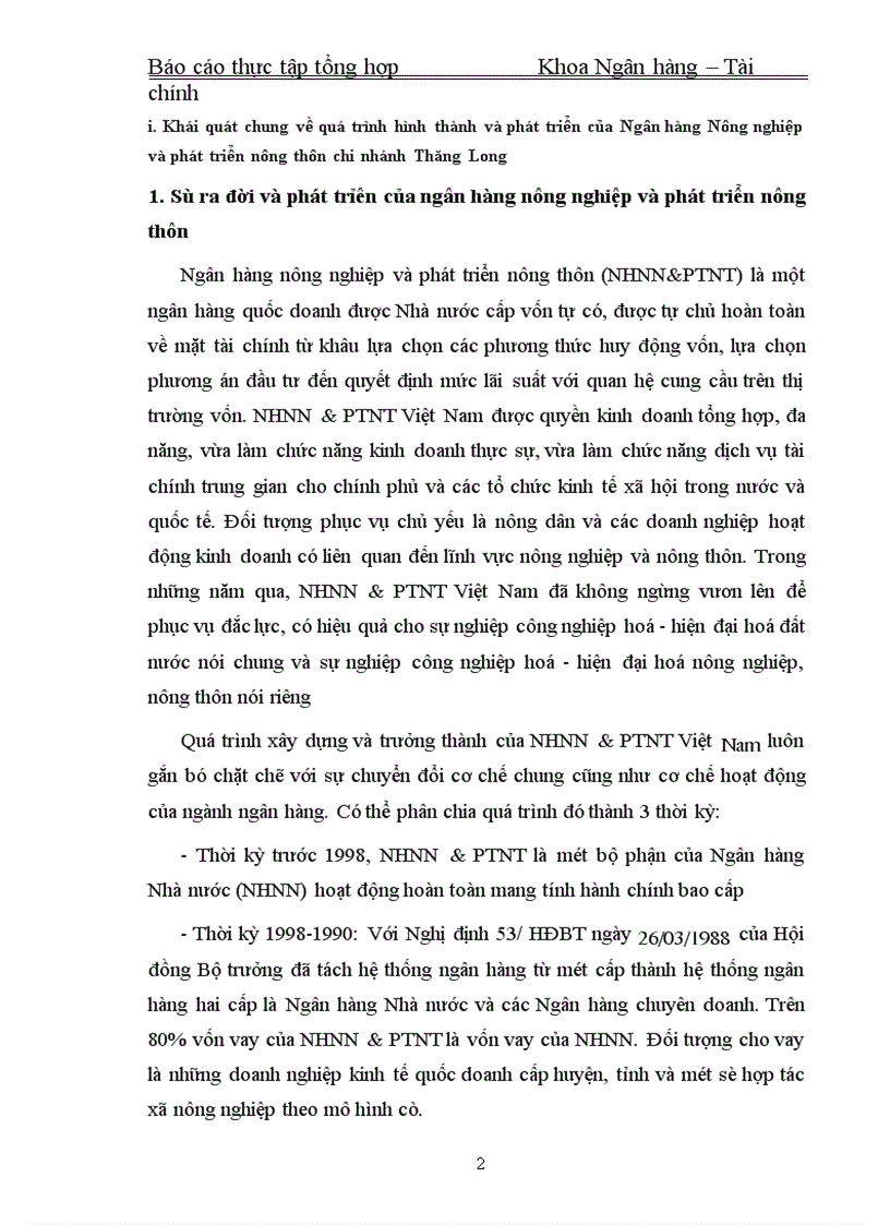 image for page Báo cáo thực tập tổng hợp tại chi nhánh Ngân hàng Nông nghiệp và phát triển nông thôn Thăng Long
