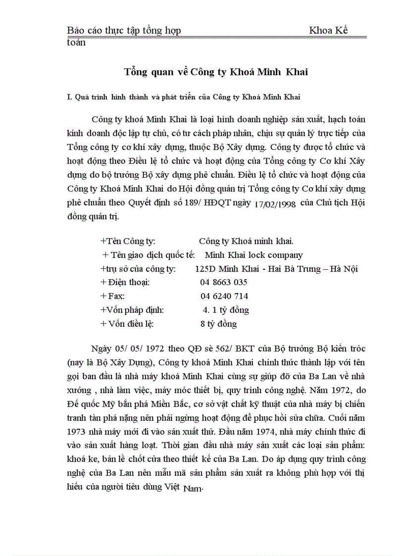 image for page Báo cáo thực tập tổng hợp tại Công ty khoá Minh Khai