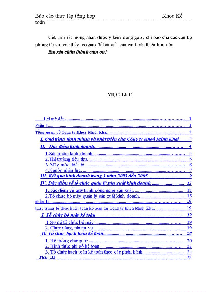 image for page Báo cáo thực tập tổng hợp tại Công ty khoá Minh Khai