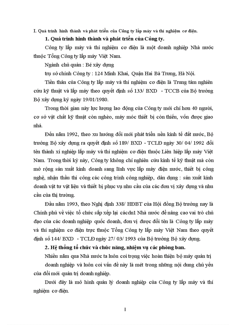 image for page Báo cáo thực tập tổng hợp về Công ty lắp máy và thí nghiệm cơ điện.