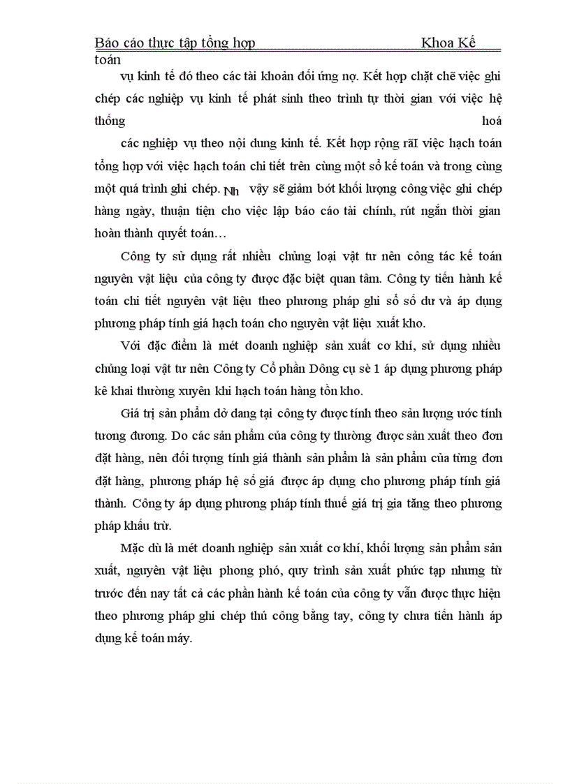 image for page Thực tập tổng hợp Khoa Kế toán về Công ty Cổ phần Dụng cụ số 1