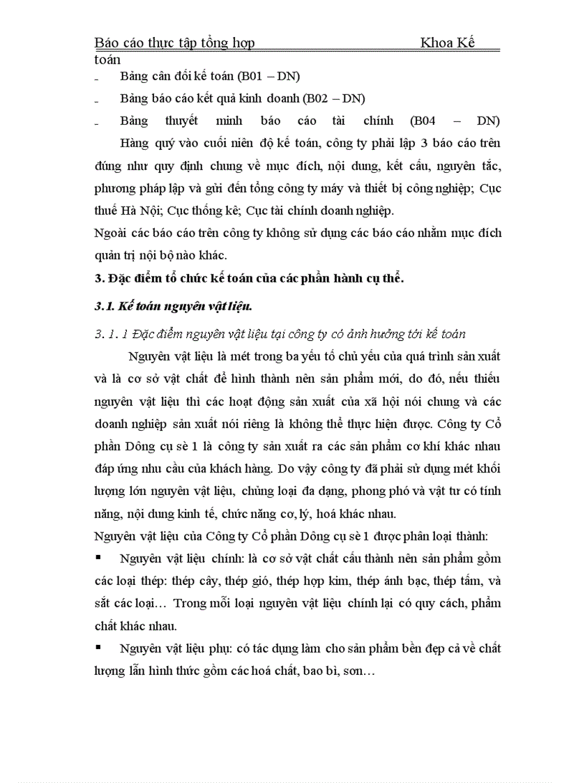 image for page Thực tập tổng hợp Khoa Kế toán về Công ty Cổ phần Dụng cụ số 1