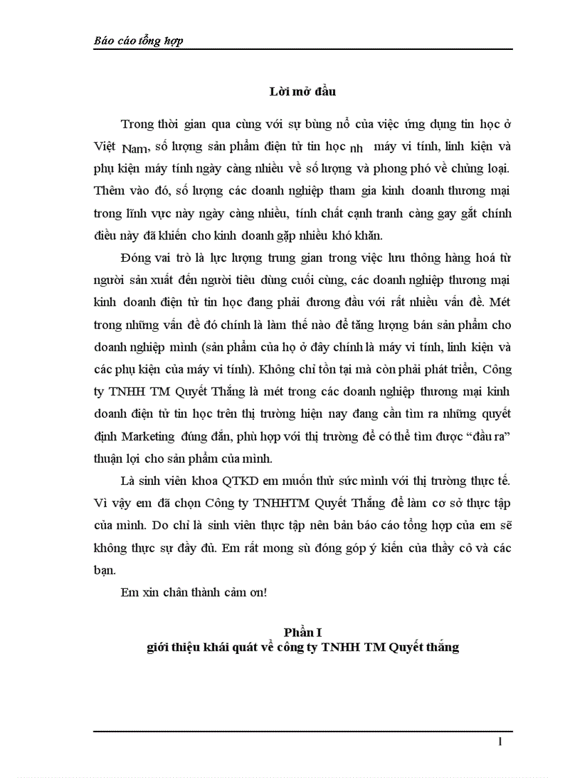 image for page Báo cáo thực tập Công ty TNHH TM Quyết Thắng
