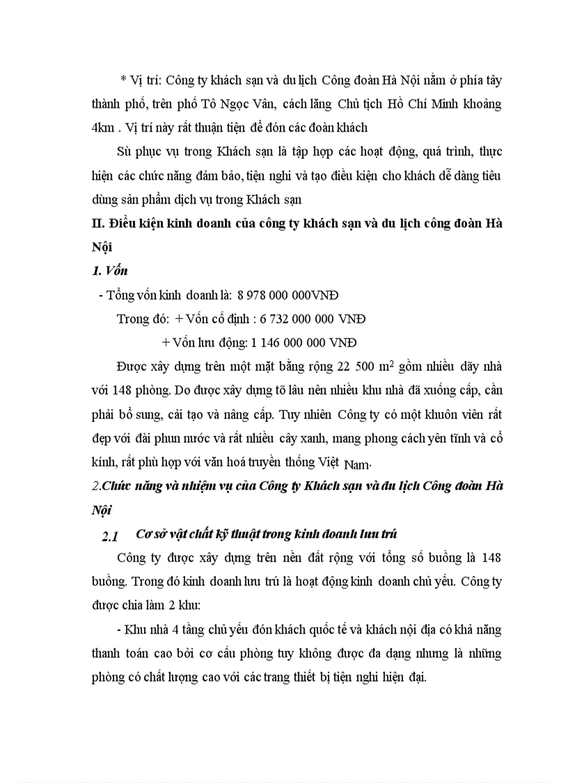 image for page Báo cáo thực tập tại Công ty khách sạn và du lịch Công đoàn Hà Nội