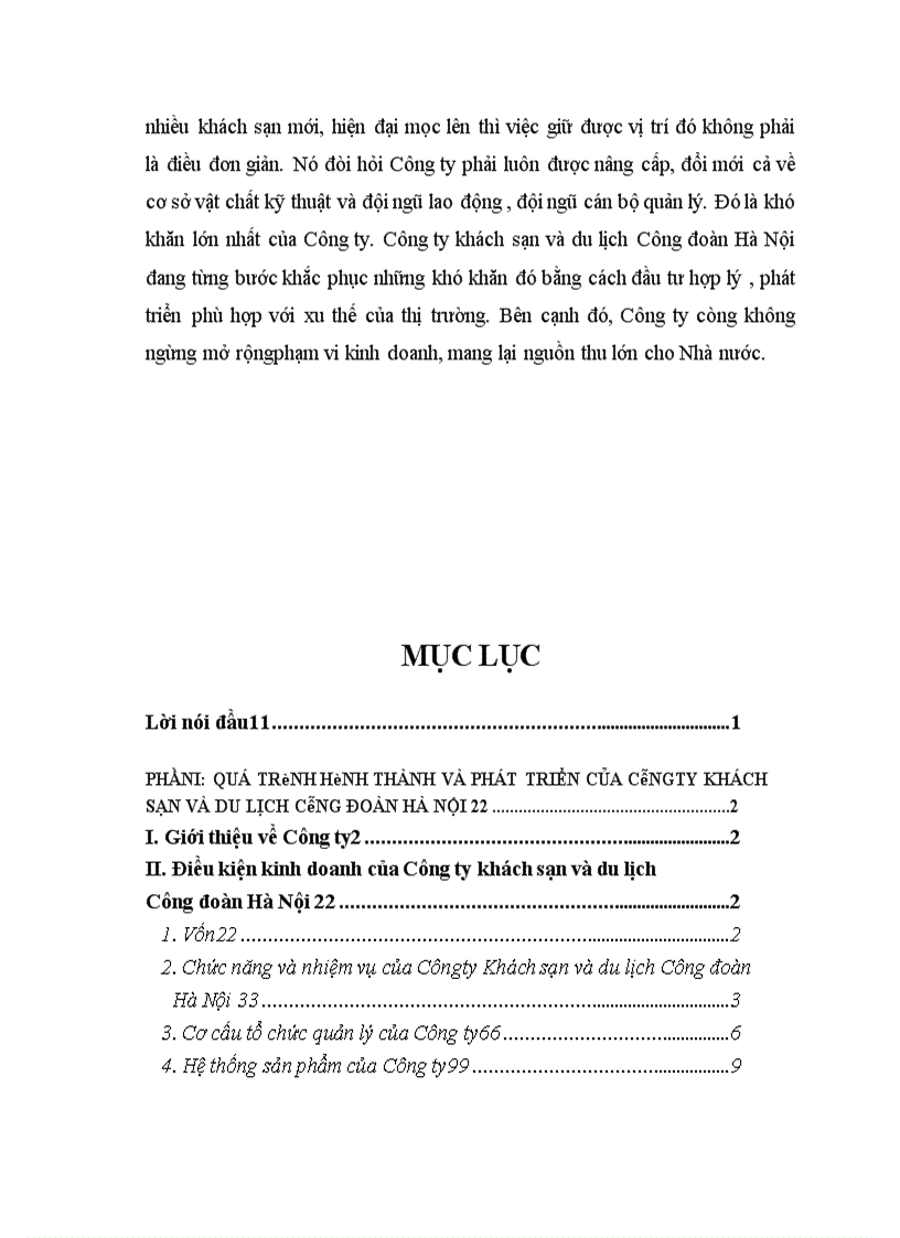 image for page Báo cáo thực tập tại Công ty khách sạn và du lịch Công đoàn Hà Nội