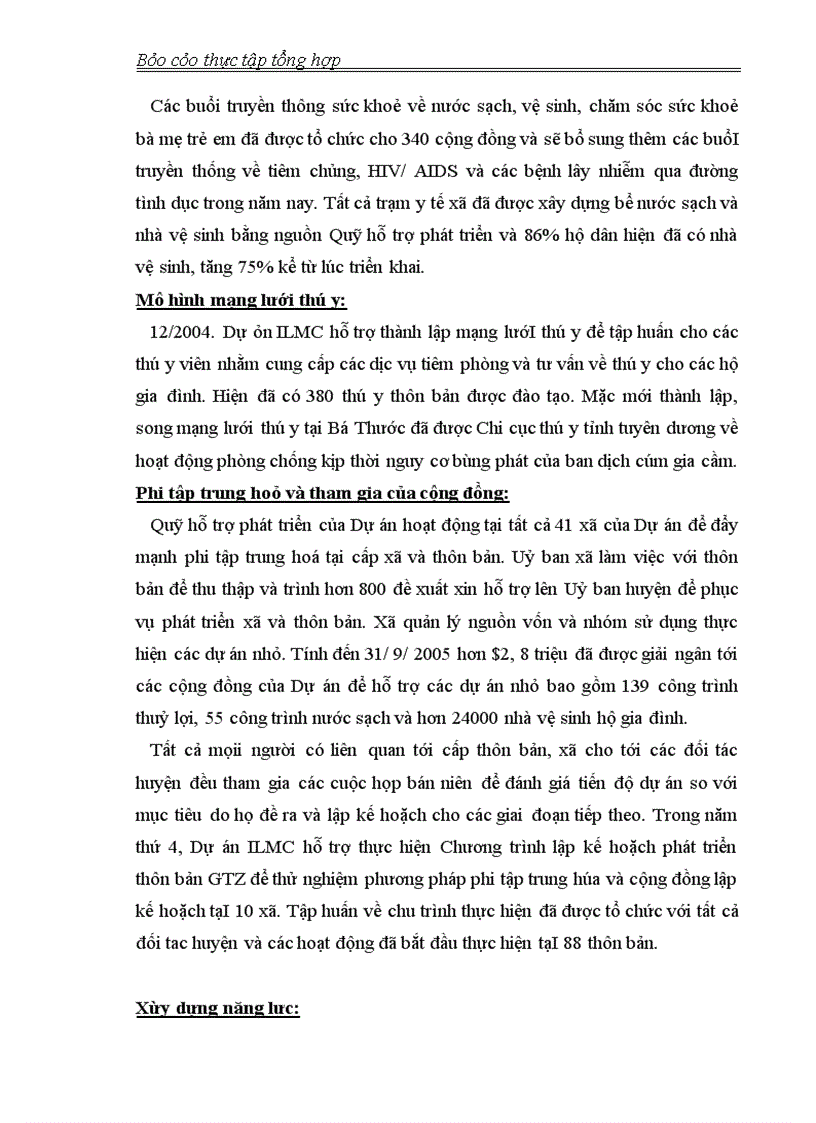 image for page Thực tập tổng hợp về tổ chức CECI và Dự án ILMC