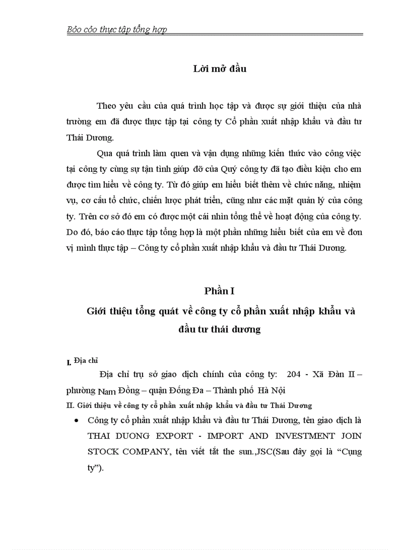 image for page Thực tập tổng hợp công ty cổ phần xuất nhập khẩu và đầu tư thái dương