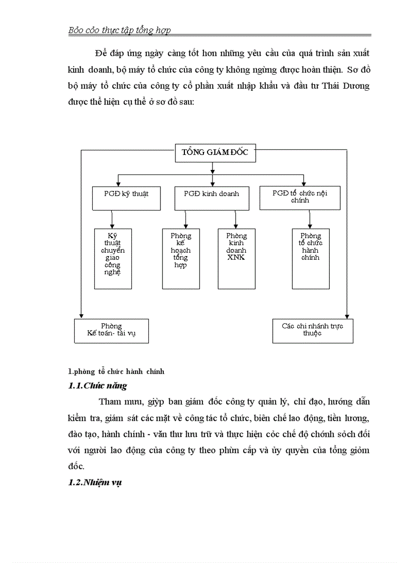 Thực tập tổng hợp công ty cổ phần xuất nhập khẩu và đầu tư thái dương