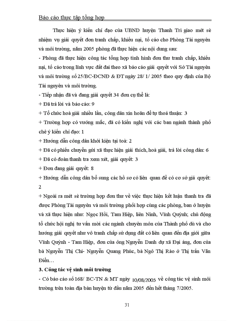 image for page Thực tập tổng hợp về Phòng Tài nguyên và môi trường huyện Thanh Trì.