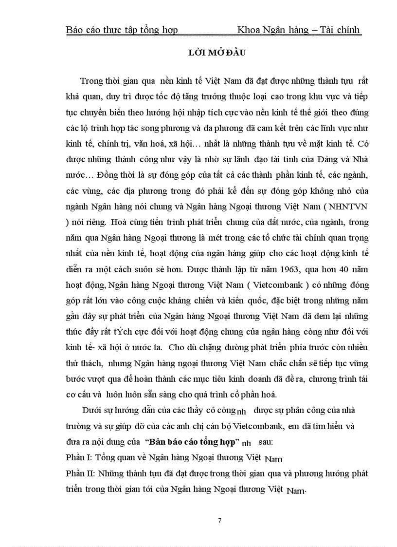 image for page Thực tập tổng hợp Khoa Ngân hàng – Tài chính về Ngân hàng Ngoại thương Việt Nam