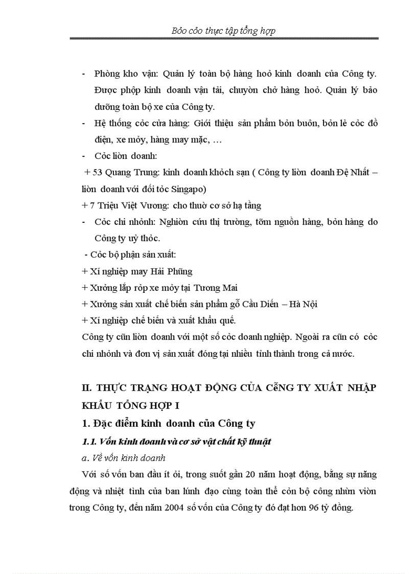 image for page Thực tập tổng hợp về CÔNG TY XUẤT NHẬP KHẨU TỔNG HỢP I