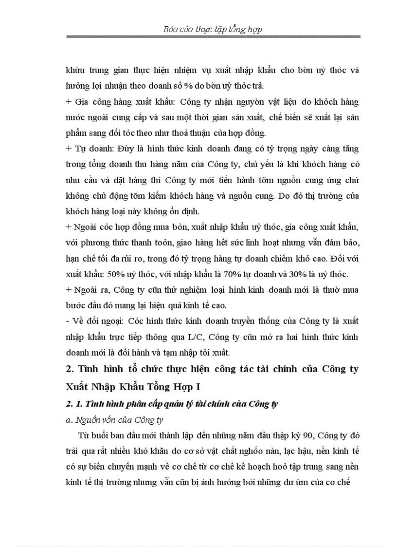image for page Thực tập tổng hợp về CÔNG TY XUẤT NHẬP KHẨU TỔNG HỢP I