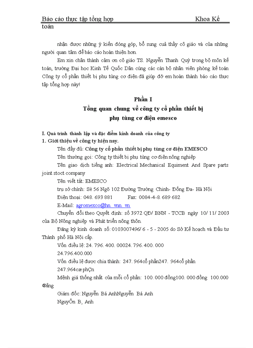 image for page Thực tập tổng hợp Khoa Kế toán về Công ty cổ phần thiết bị phụ tùng cơ điện