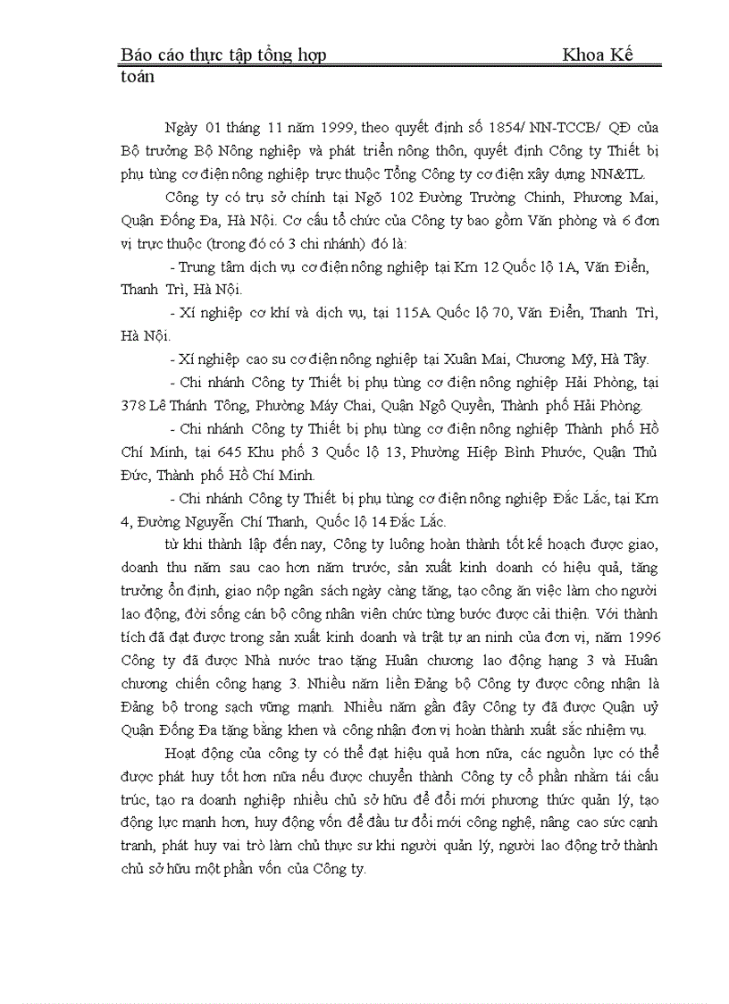 image for page Thực tập tổng hợp Khoa Kế toán về Công ty cổ phần thiết bị phụ tùng cơ điện