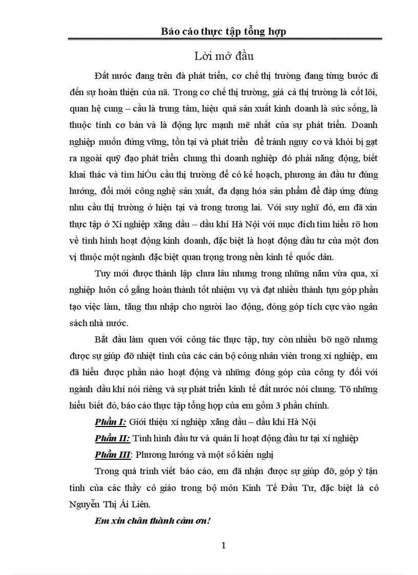 image for page Thực tập tổng hợp về xí nghiệp xăng dầu – dầu khí Hà Nội