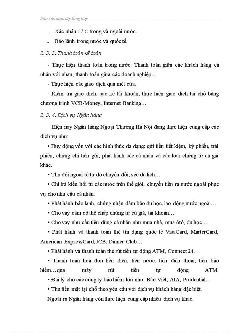 image for page Báo cáo thực tập tổng hợp về Ngân hàng Ngoại Thương Hà Nội