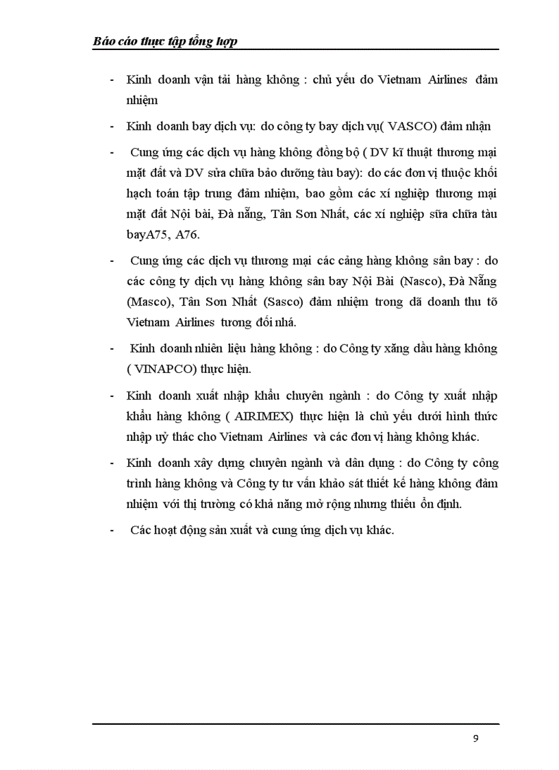 image for page Báo cáo thực tập tổng hợp về Tổng Công ty Hàng không Việt Nam