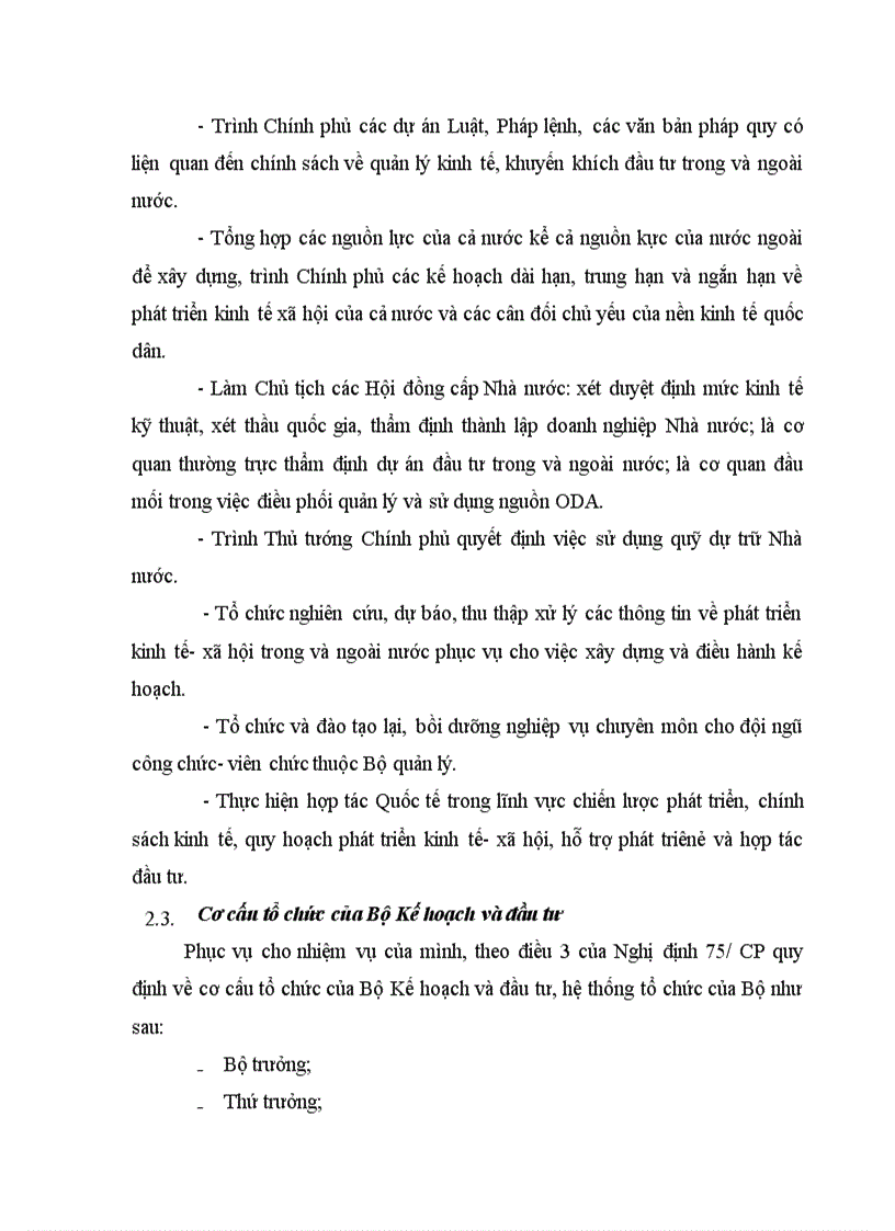 image for page Báo cáo tổng hợp về Bộ Kế hoạch- Đầu tư và Vụ ĐTNN