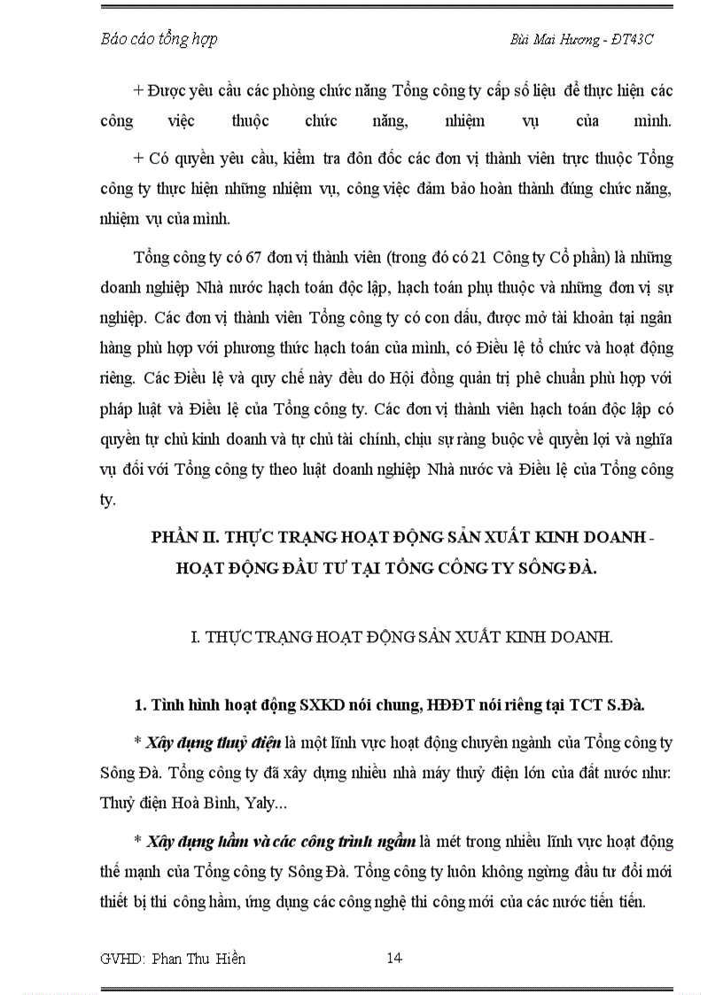 image for page Báo cáo thực tập về Tổng công ty Sông Đà
