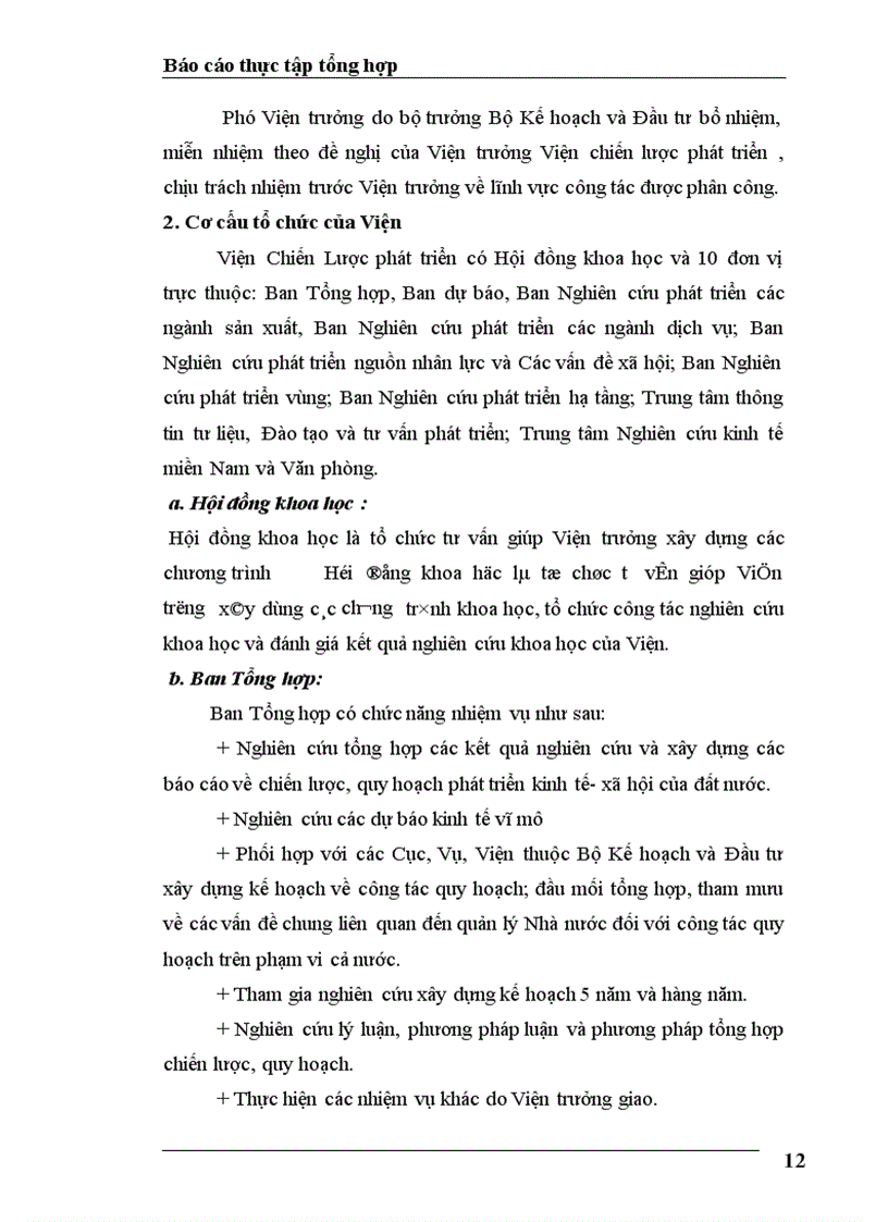 image for page Báo cáo thục tập tại Ban Tổng hợp thuộc Viện Chiến lược Phát triển – Bộ Kế hoạch và Đầu tư.