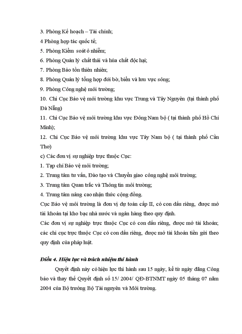 image for page Cục Bảo vệ môi trường