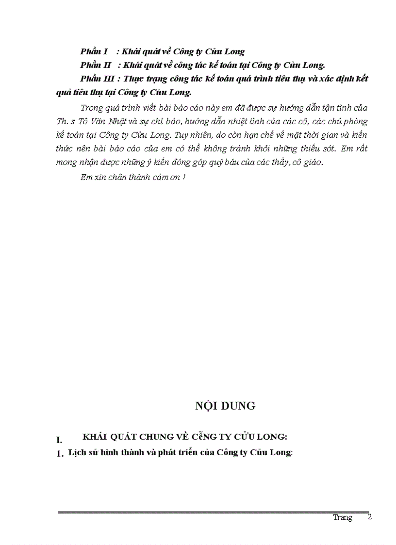 image for page Thực trạng công tác kế toán quá trình tiêu thụ và xác định kết quả tiêu thụ hàng hoá tại Công ty Cửu Long