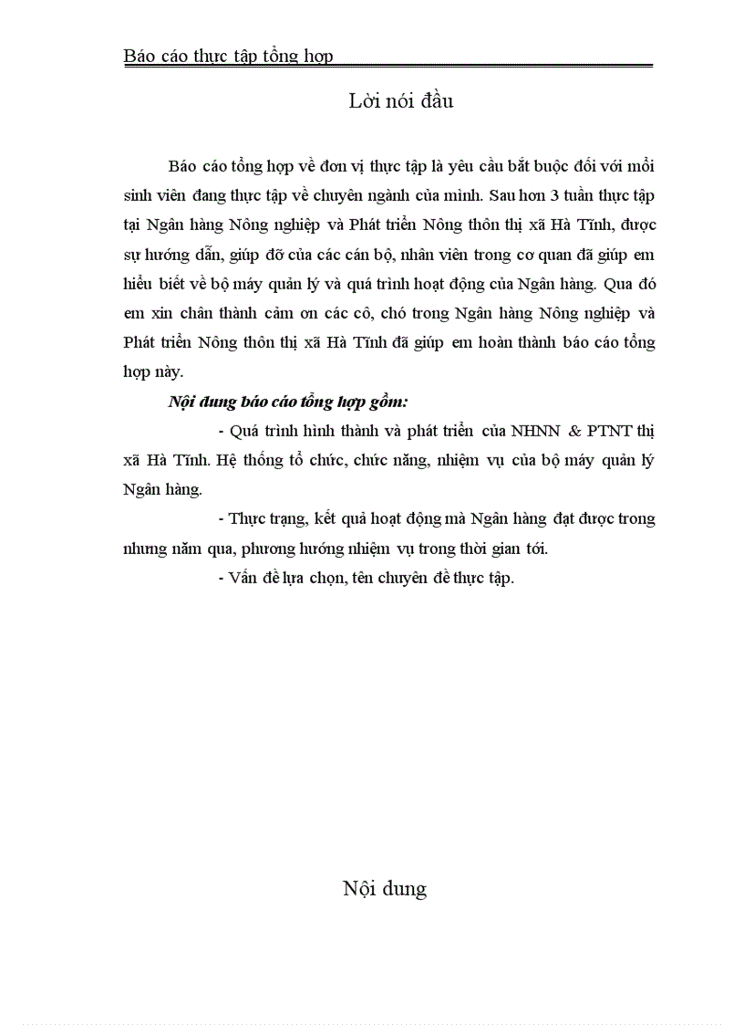 image for page Trong thời gian thực tấp tại NHNN& PTNT thị xã Hà Tĩnh, qua những số liệu và các báo cáo kết quả hoạt động kinh doanh của Ngân hàng em nhận thấy