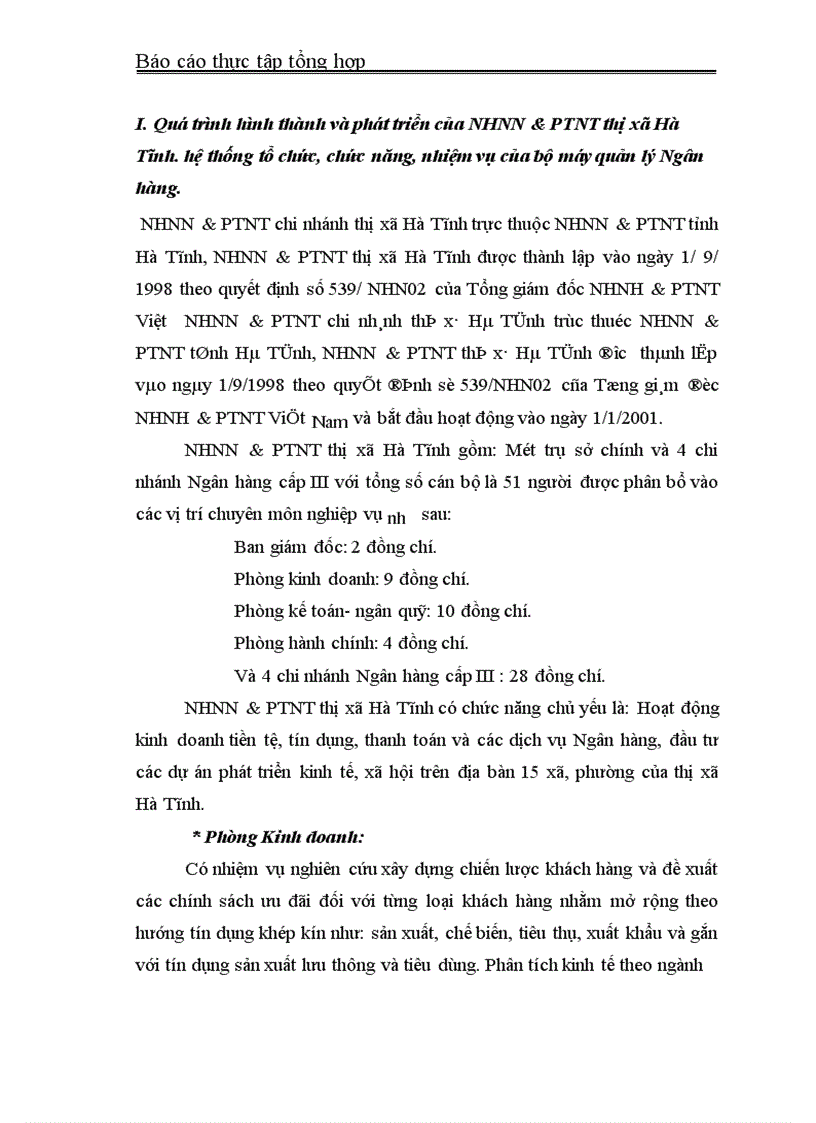 image for page Trong thời gian thực tấp tại NHNN& PTNT thị xã Hà Tĩnh, qua những số liệu và các báo cáo kết quả hoạt động kinh doanh của Ngân hàng em nhận thấy