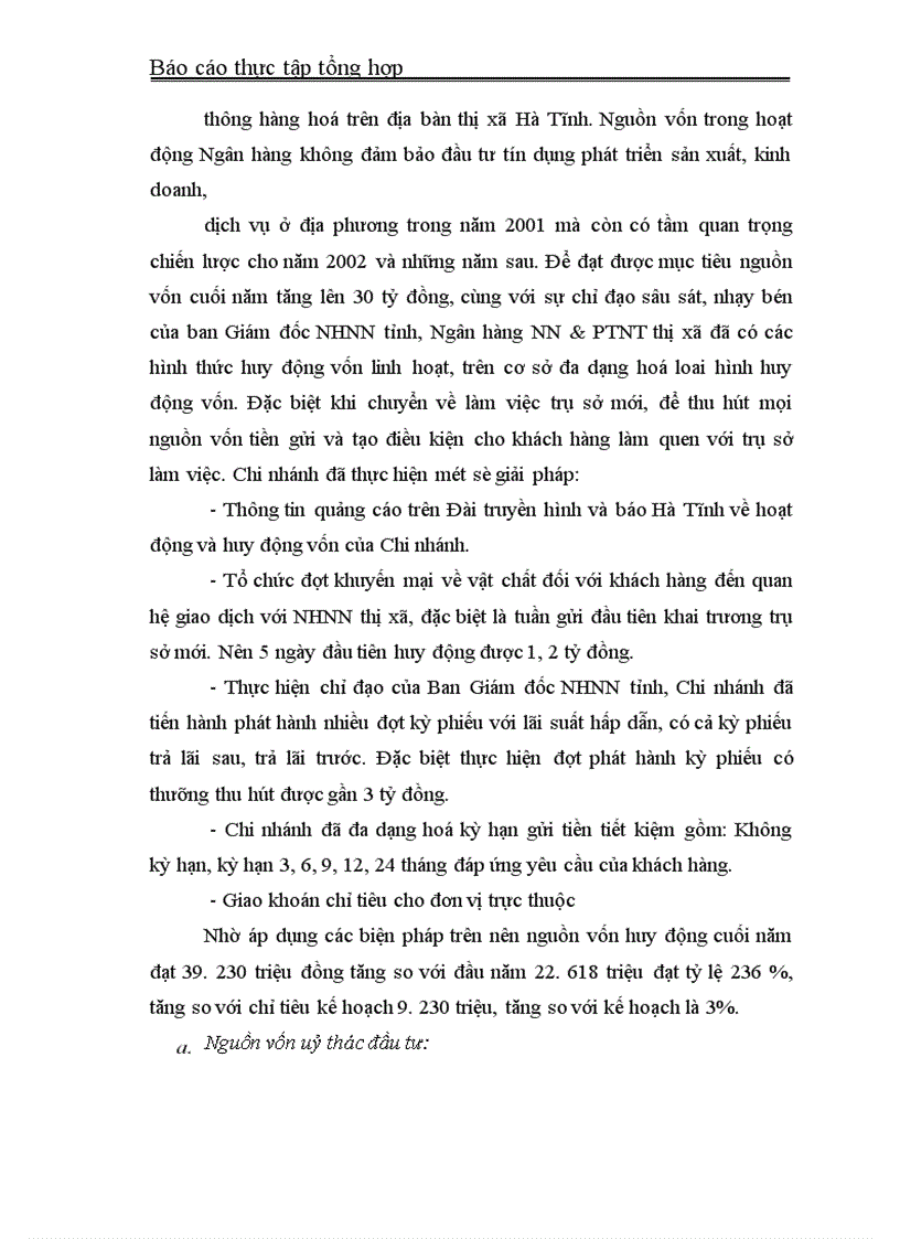 image for page Trong thời gian thực tấp tại NHNN& PTNT thị xã Hà Tĩnh, qua những số liệu và các báo cáo kết quả hoạt động kinh doanh của Ngân hàng em nhận thấy