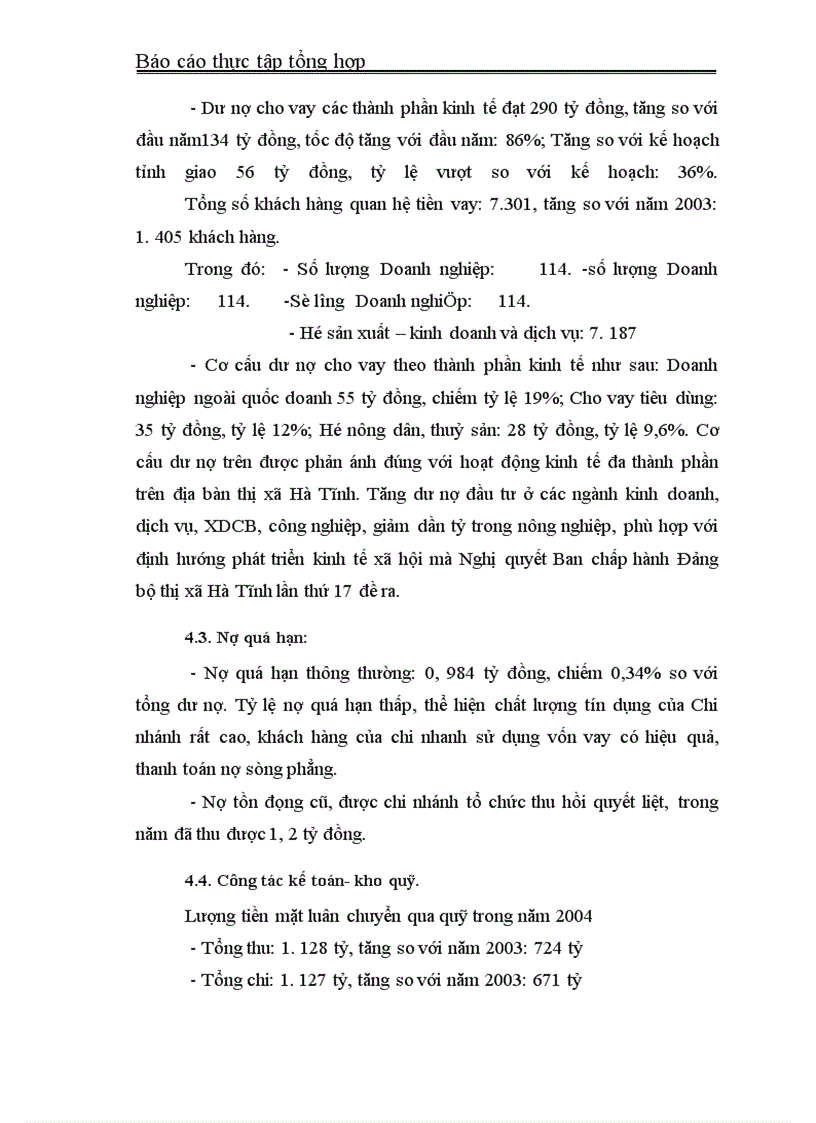image for page Trong thời gian thực tấp tại NHNN& PTNT thị xã Hà Tĩnh, qua những số liệu và các báo cáo kết quả hoạt động kinh doanh của Ngân hàng em nhận thấy