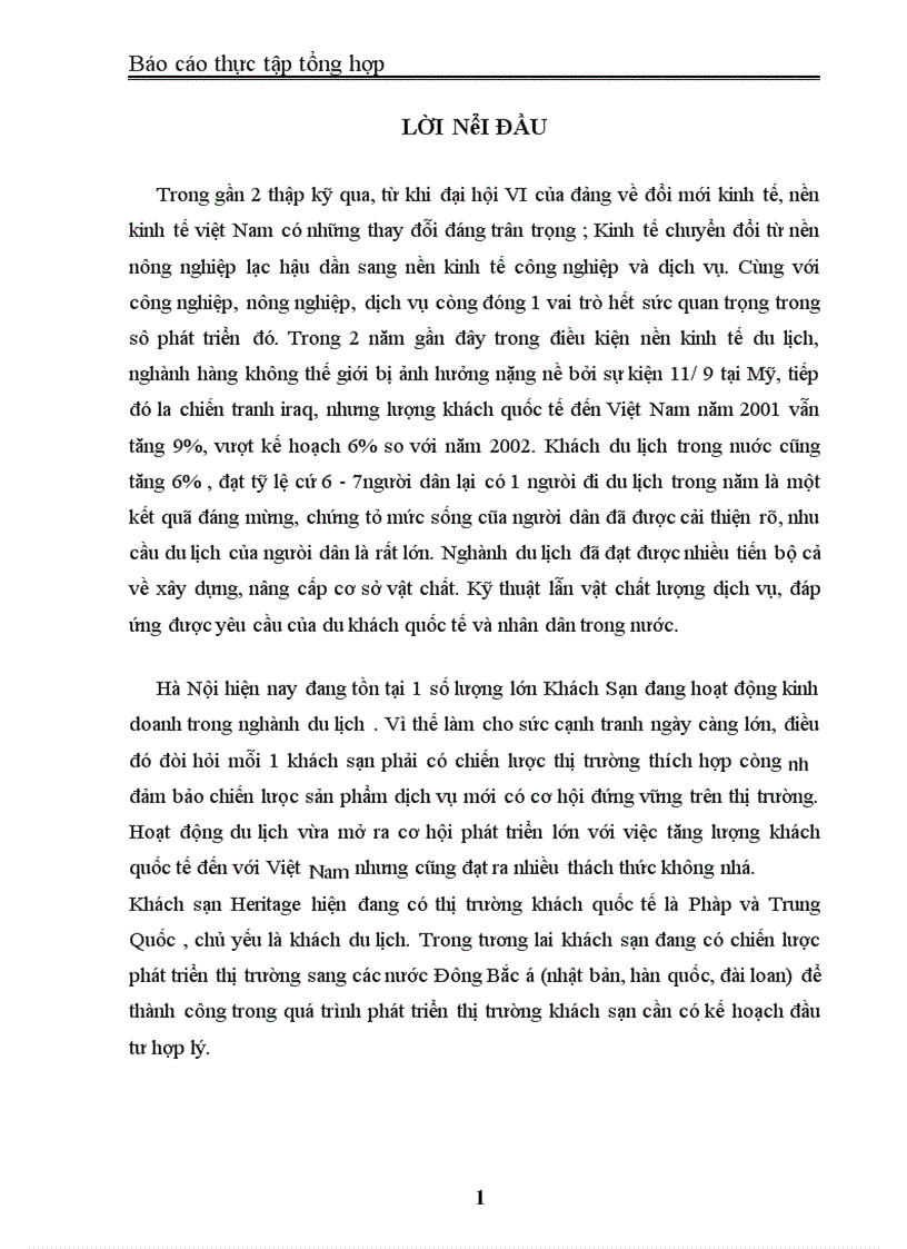 image for page Báo cáo thực tập tại Khách sạn Heritage