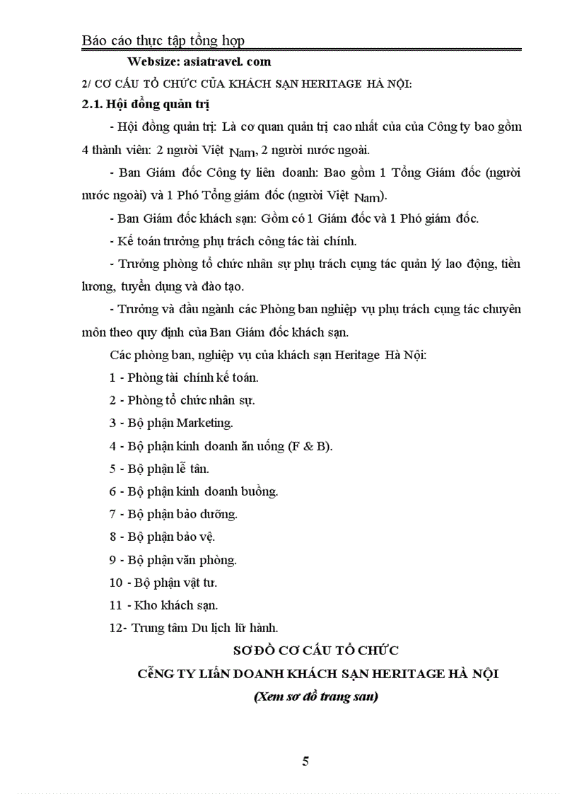 image for page Báo cáo thực tập tại Khách sạn Heritage