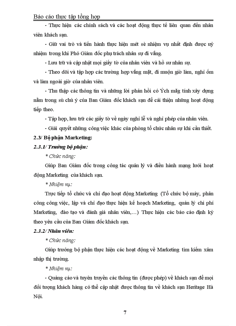 image for page Báo cáo thực tập tại Khách sạn Heritage