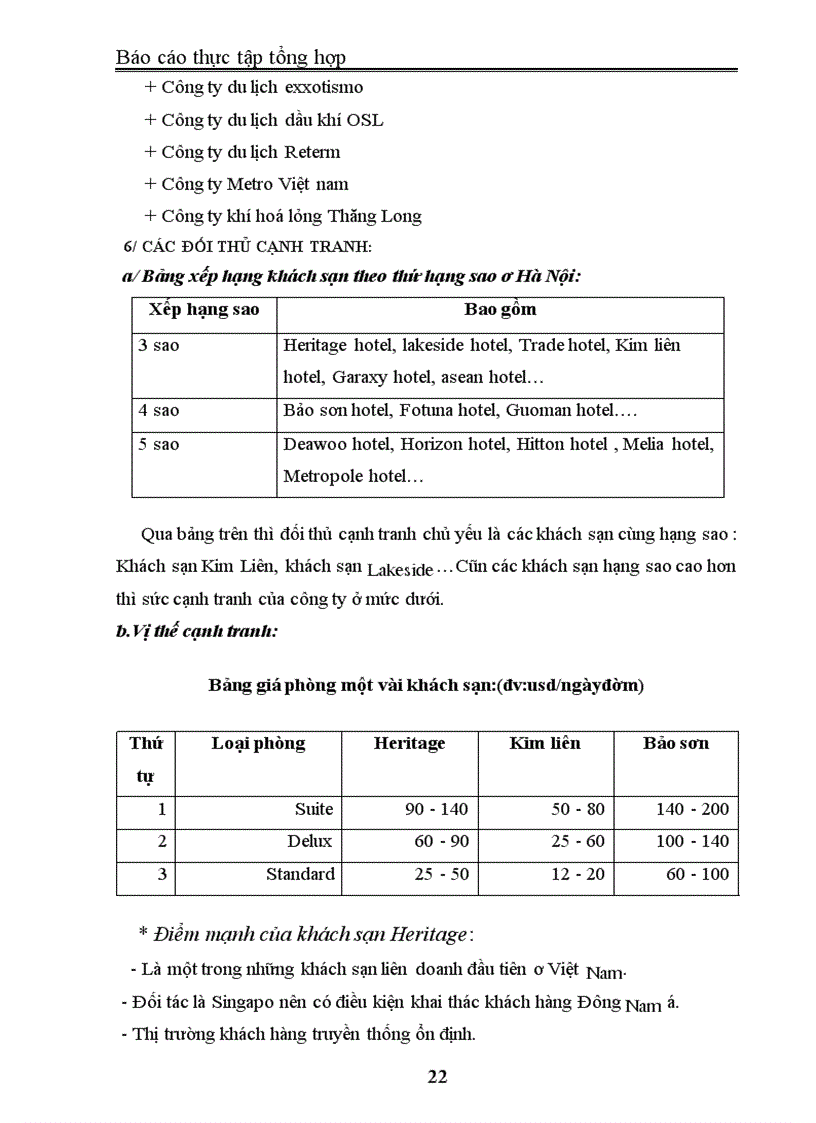image for page Báo cáo thực tập tại Khách sạn Heritage