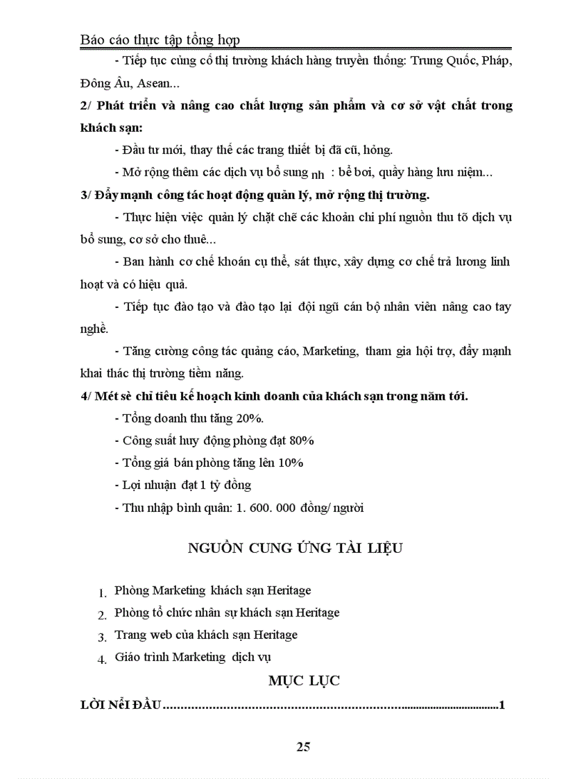 image for page Báo cáo thực tập tại Khách sạn Heritage