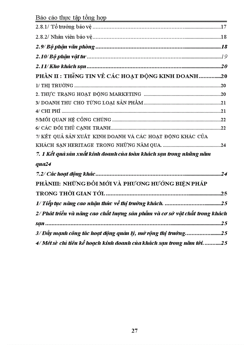 image for page Báo cáo thực tập tại Khách sạn Heritage