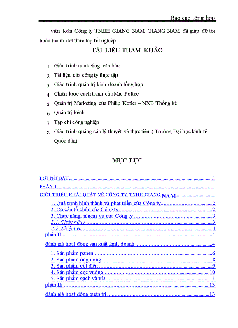 image for page Báo cáo thực tập tại Công ty TNHH Giang Nam