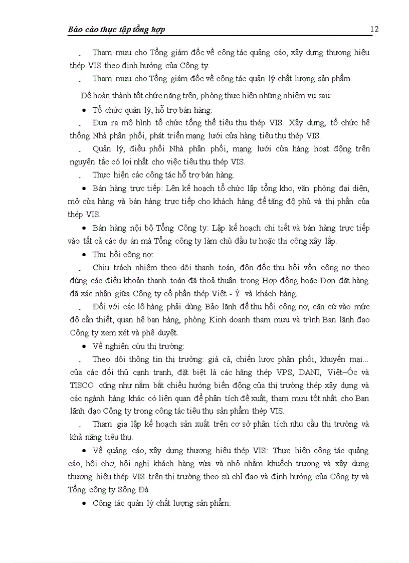 image for page Báo cáo thực tập tại Công ty cổ phần Thép Việt - Ý