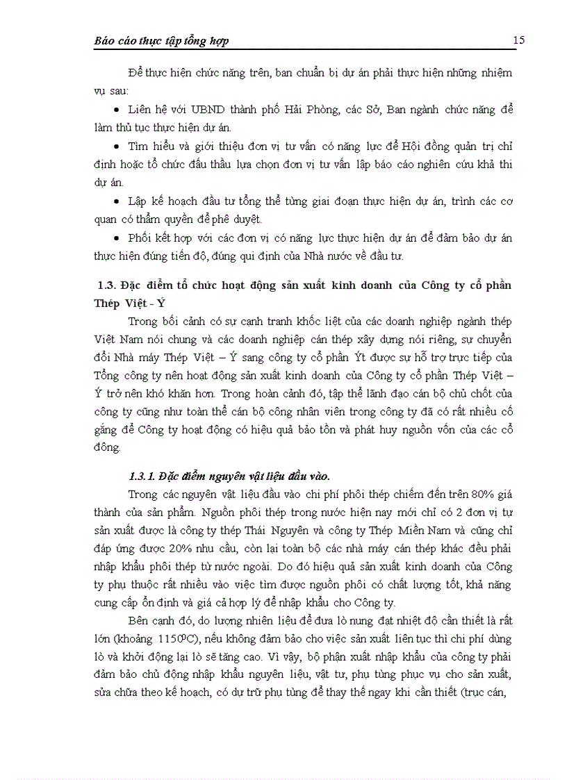 image for page Báo cáo thực tập tại Công ty cổ phần Thép Việt - Ý