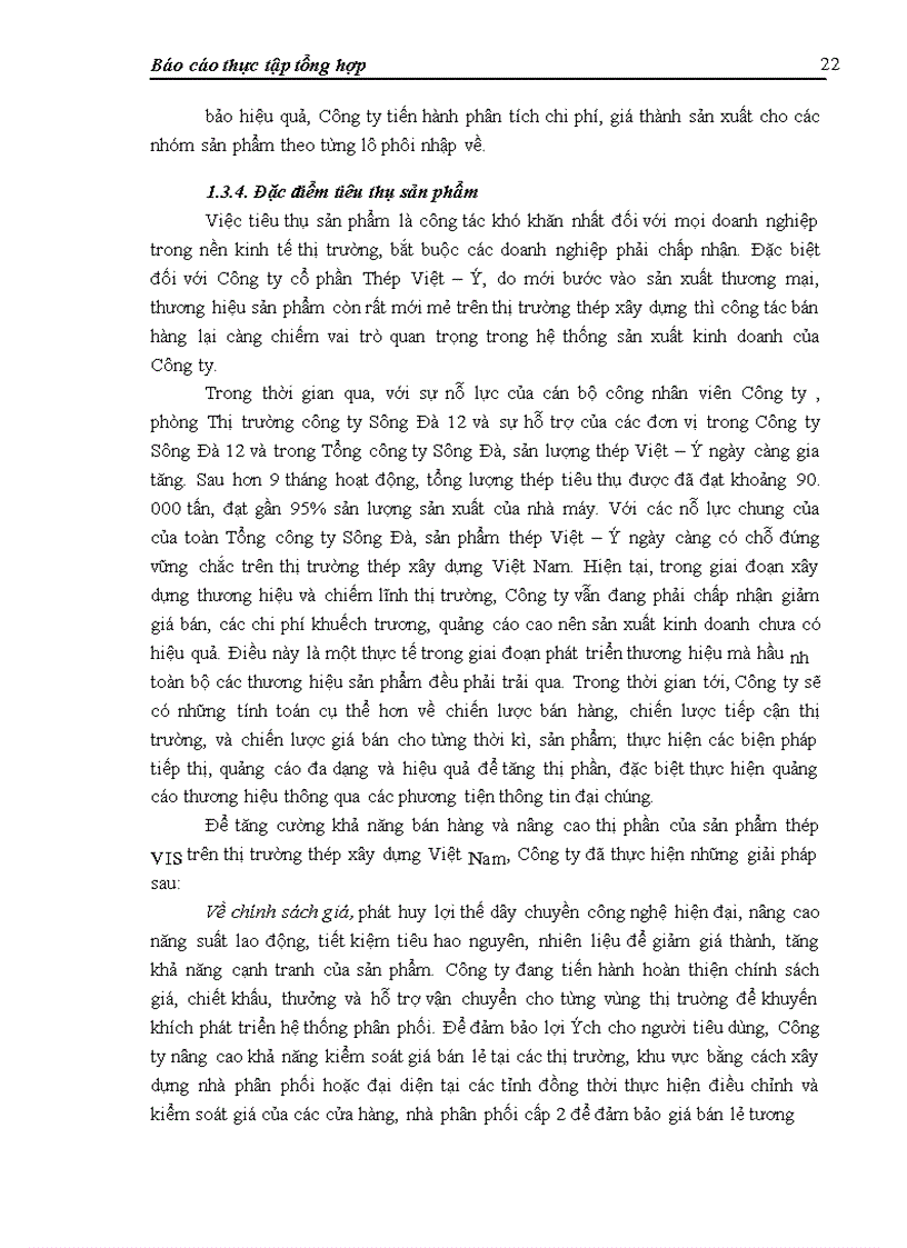 image for page Báo cáo thực tập tại Công ty cổ phần Thép Việt - Ý