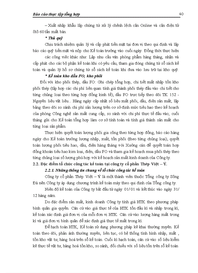 image for page Báo cáo thực tập tại Công ty cổ phần Thép Việt - Ý