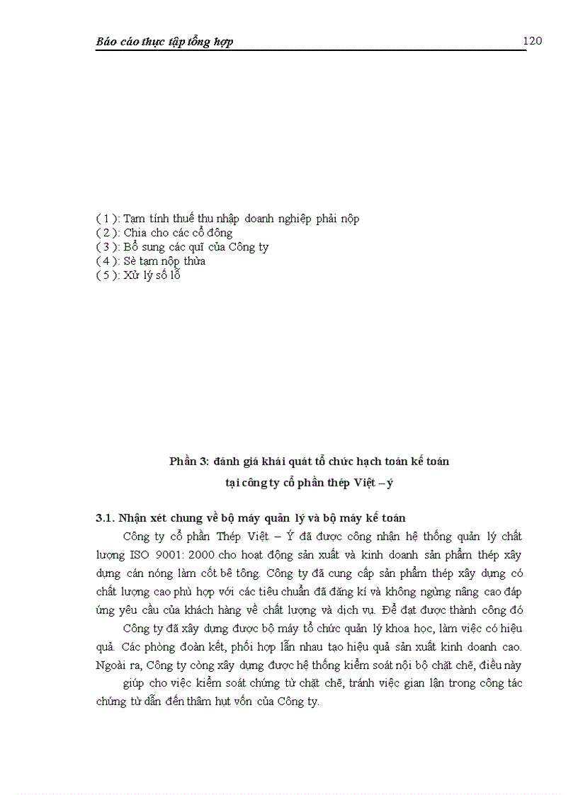 image for page Báo cáo thực tập tại Công ty cổ phần Thép Việt - Ý