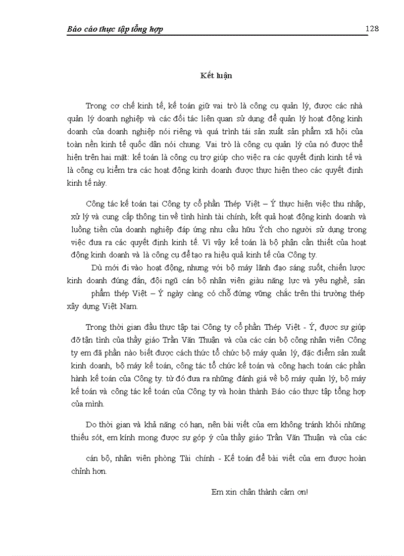 image for page Báo cáo thực tập tại Công ty cổ phần Thép Việt - Ý