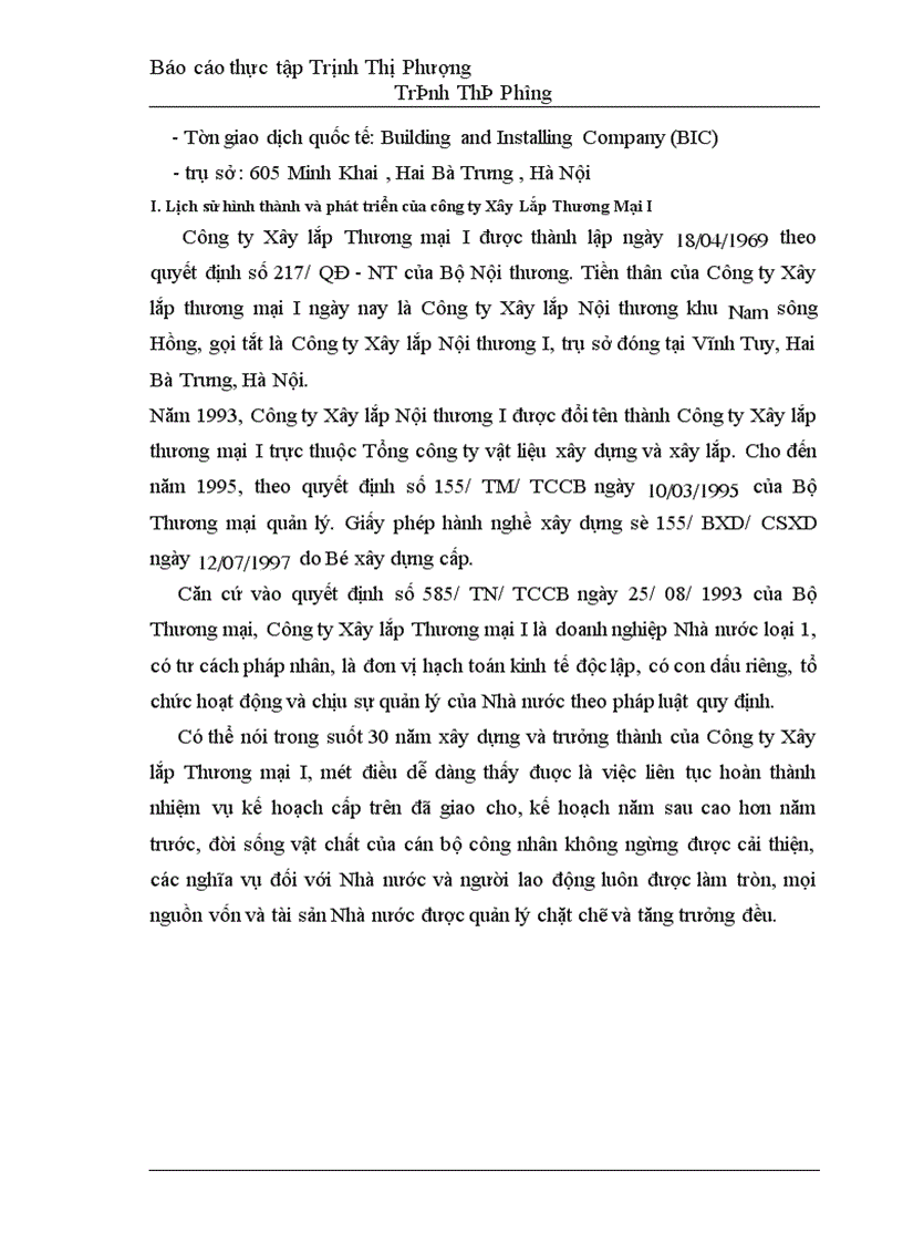 image for page Báo cáo thực tập tại Công ty Xây lắp Thương mại I