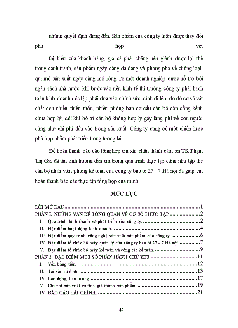 image for page Báo cáo thực tập tại công ty bao bì 27-7 Hà Nội