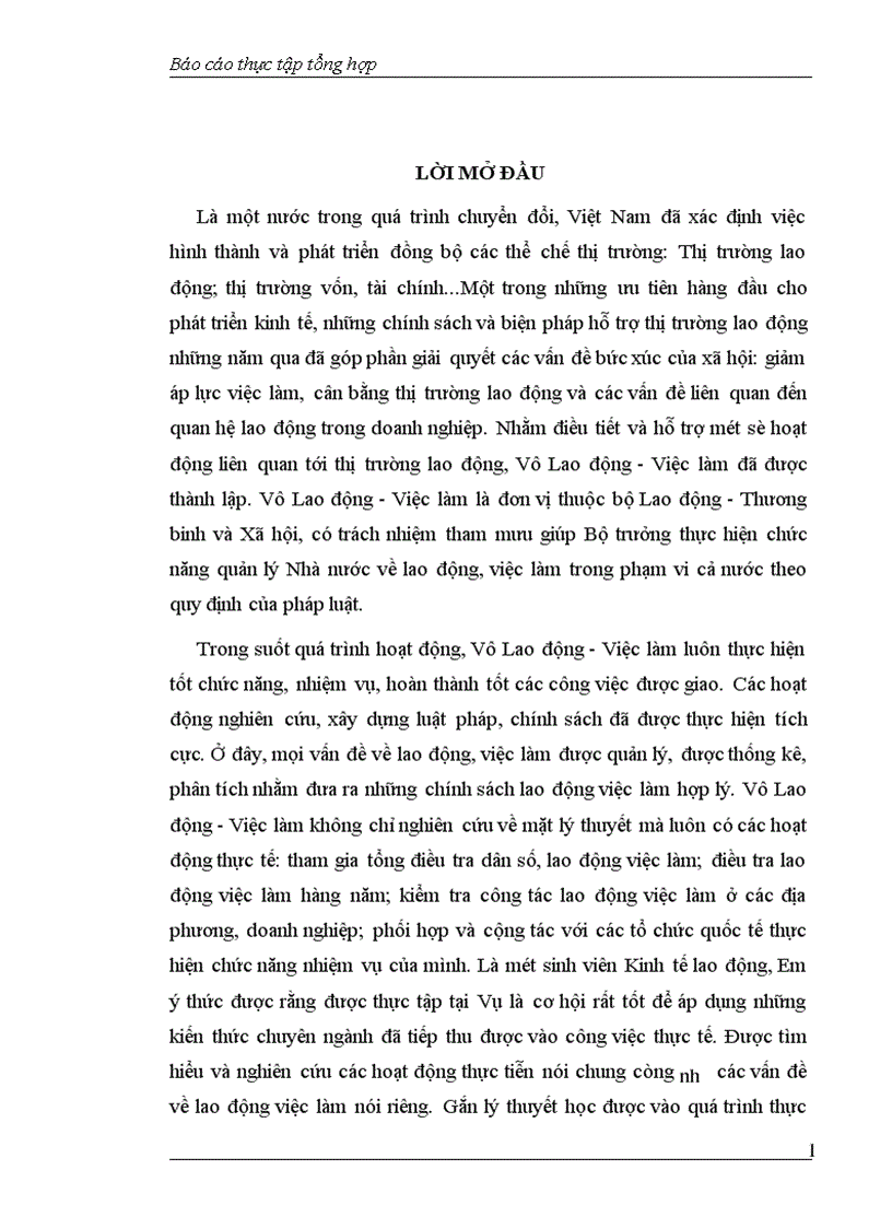 image for page Báo cáo thực tập tại Vụ Lao động-Việc làm thuộc Bộ Lao động-Thương binh và Xã hội