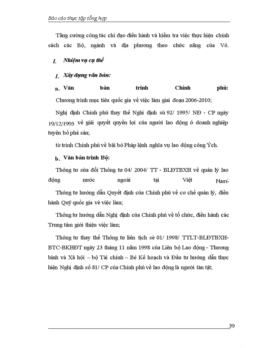 image for page Báo cáo thực tập tại Vụ Lao động-Việc làm thuộc Bộ Lao động-Thương binh và Xã hội