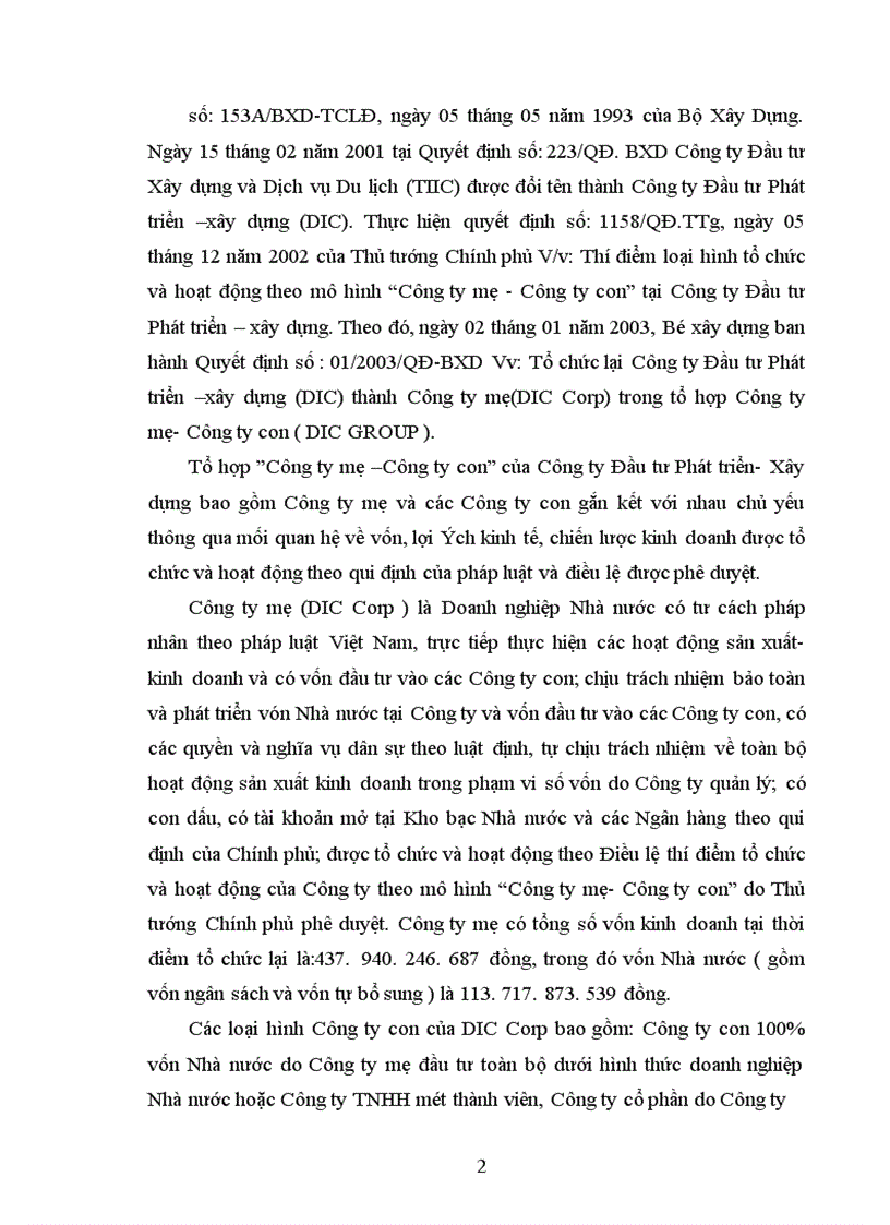 image for page Báo cáo thực tập tại Công ty Đầu tư Phát triển –Xây dựng DIC Corp